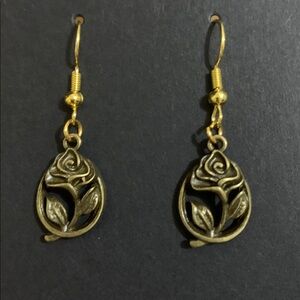 Handmade Antique Gold Floral Earrings